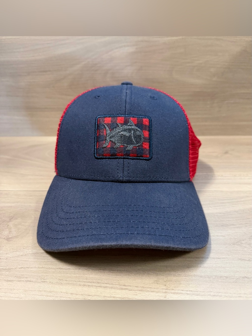 Southern Tide Hat Fly Patch Skipjack Trucker Mesh Snapback Hat Blue Red
